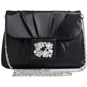 Women Black Crystal Bag with Rhinestones Wedding Party formal Handbag.